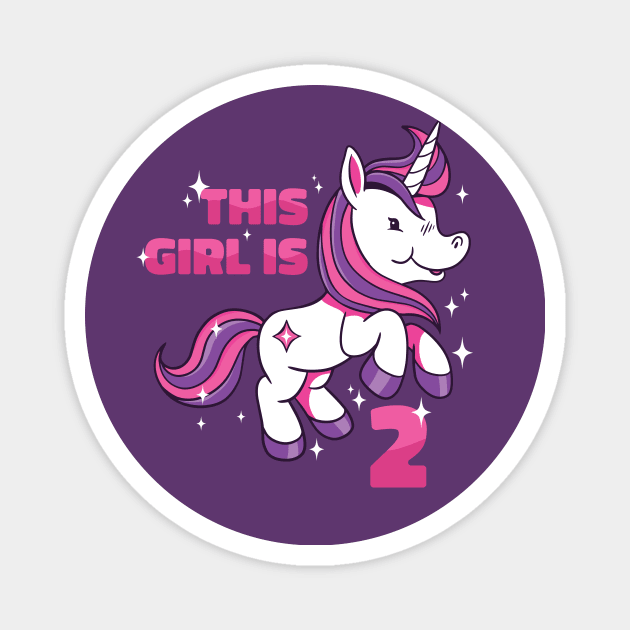 This Girl Is 2 | 2nd Birthday Unicorn Magnet by SLAG_Creative